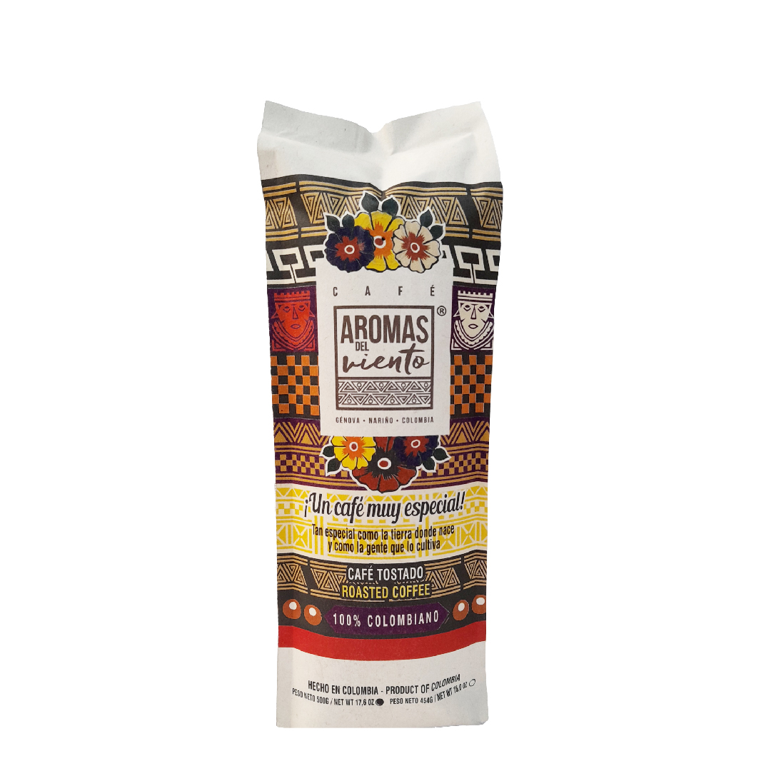 Café Aromas del Viento 500G, café premium artesanal colombiano con aroma intenso y sabor equilibrado de origen.