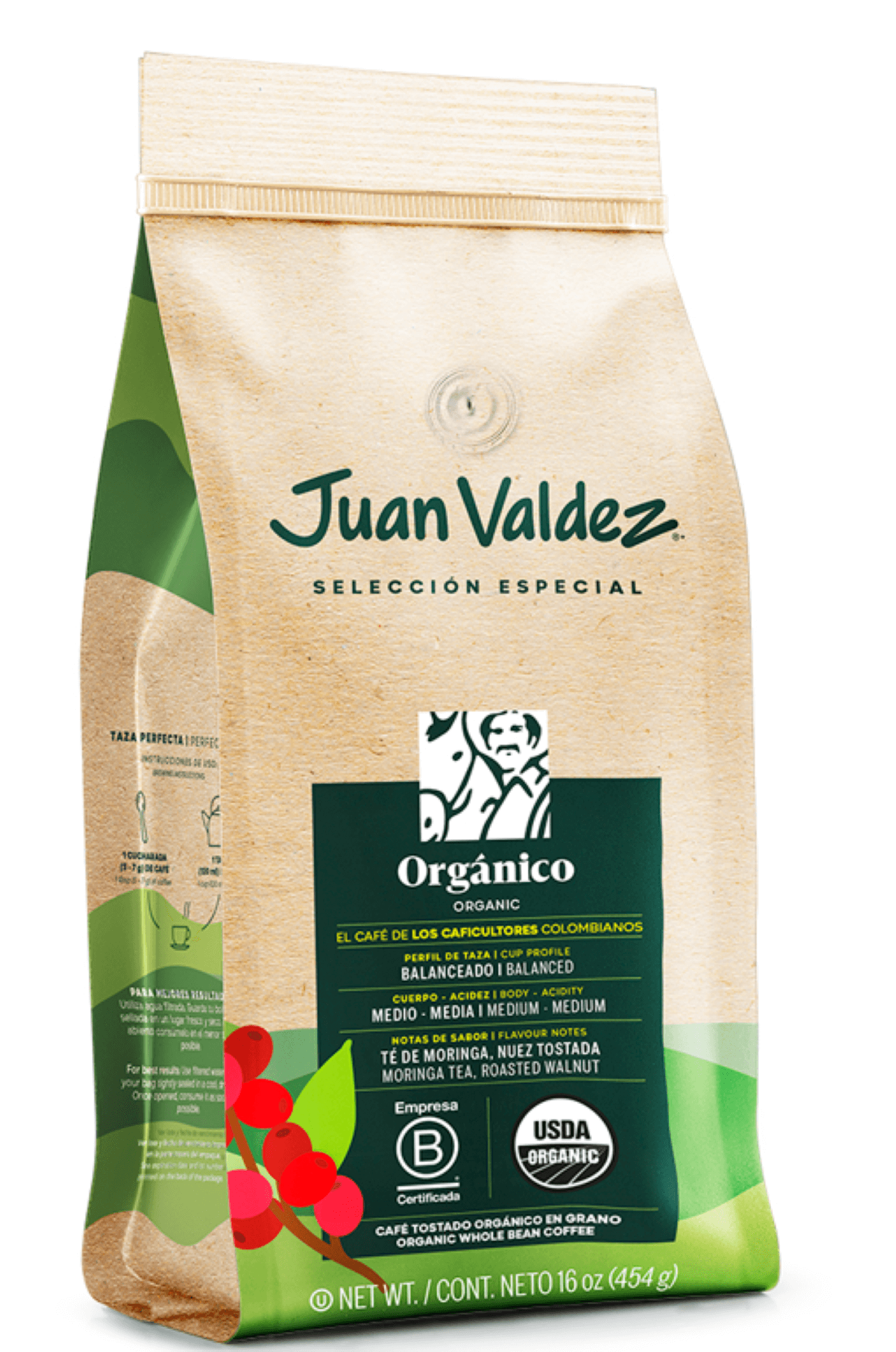 Juan Valdez Café Orgánico, café sostenible de Colombia, premium y delicioso con aroma y sabor auténticos.