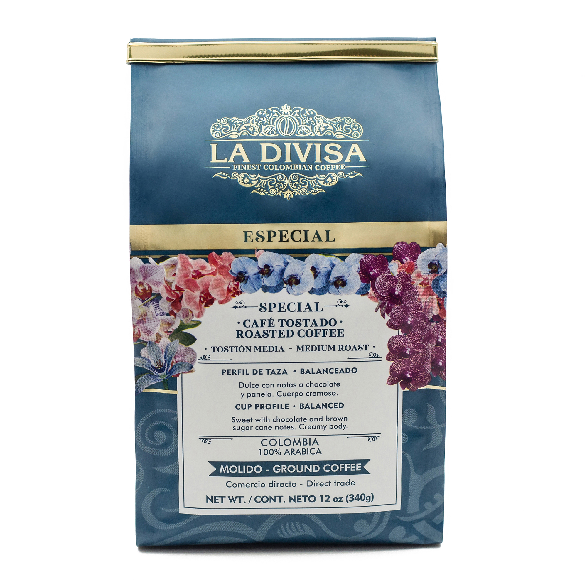 Café La Divisa Especial Molido 340g, café molido de finca en Tolima, café especial colombiano.