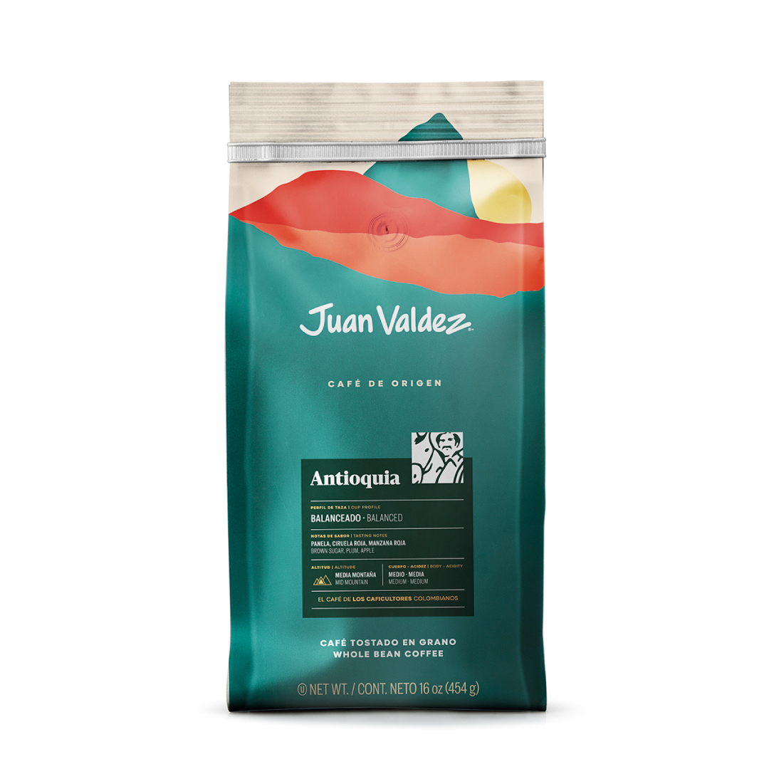 Juan Valdez Café Origen Antioquia, especial para tinto, capuchino o frapuchino, con aroma y sabor únicos.