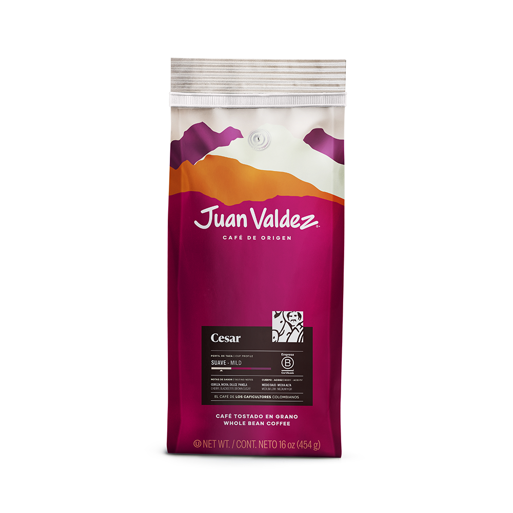 Juan Valdez Café Origen Cesar, especial para tinto, capuchino o frapuchino, con aroma y sabor auténticos.