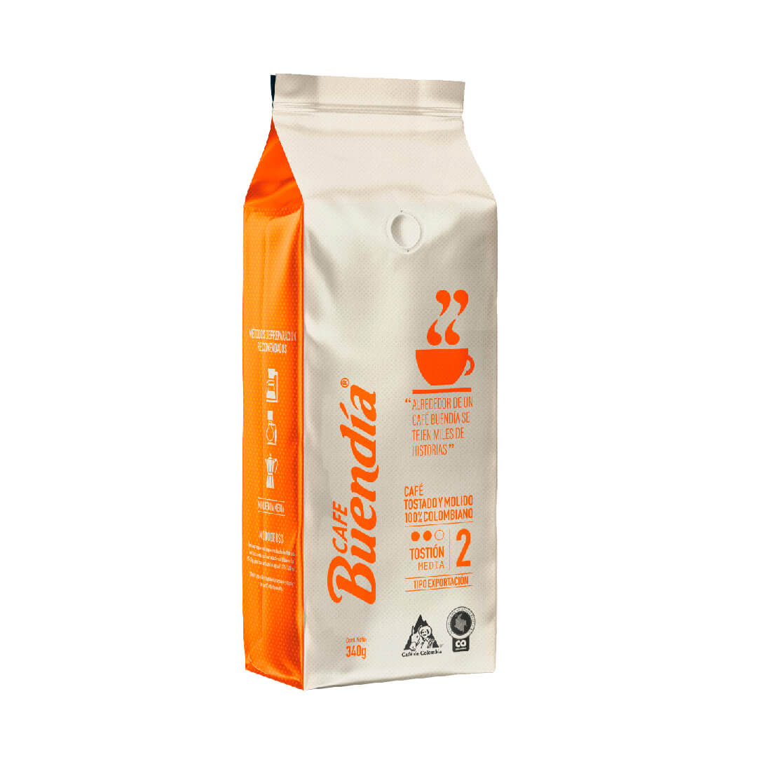Café Buendía Selecto Tostión Media 340G, café colombiano de tueste medio, suave, balanceado y gourmet.
