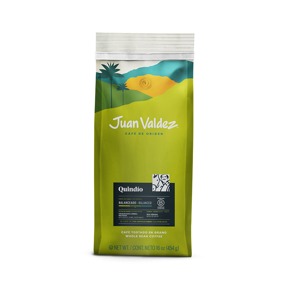 Juan Valdez Café Origen Quindío, café especial del Eje Cafetero con aroma único, sabor auténtico y calidad premium.