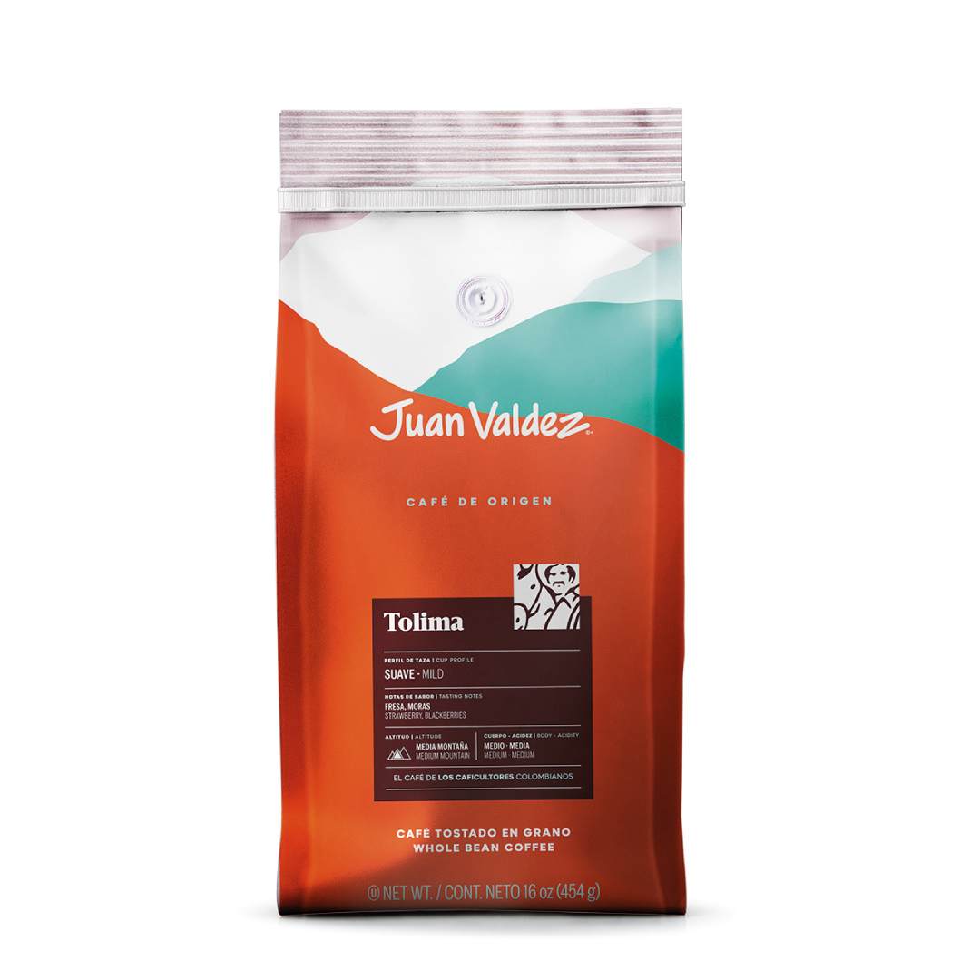 Juan Valdez Café Origen Tolima, café especial colombiano con sabor balanceado, aroma intenso y tradición cafetera.